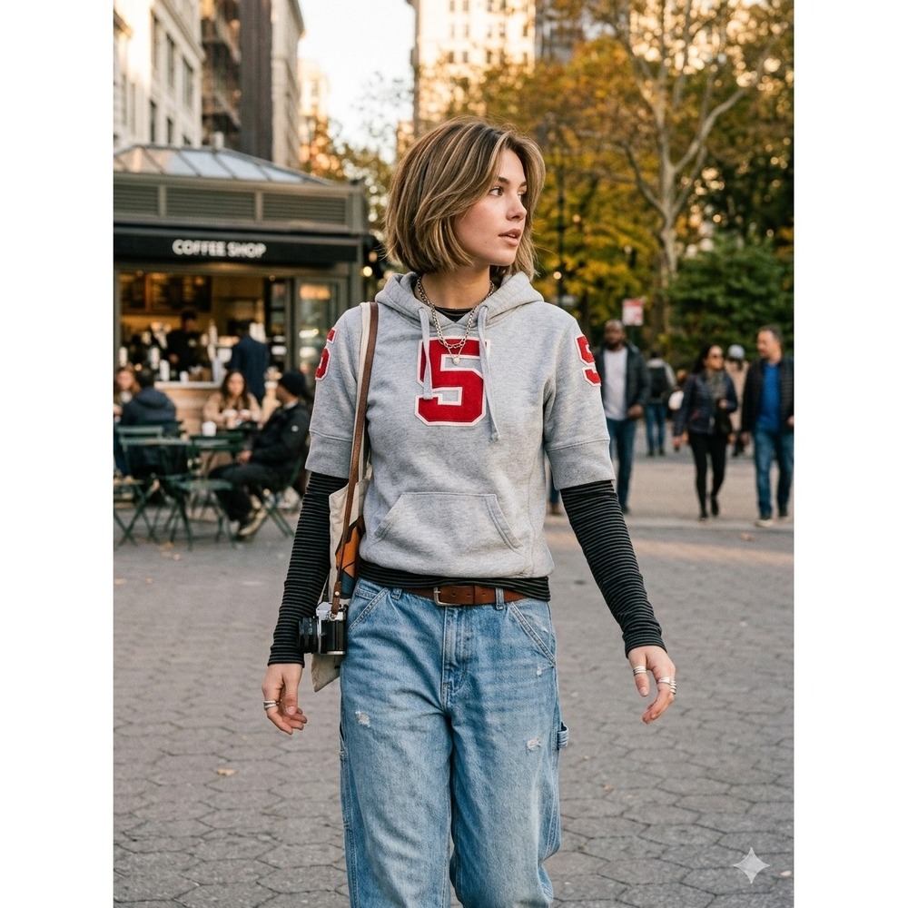 Triple Five‎ Soul Short Sleeve Hoodie Gray Varsity Graphic Cotton Pullover Small
